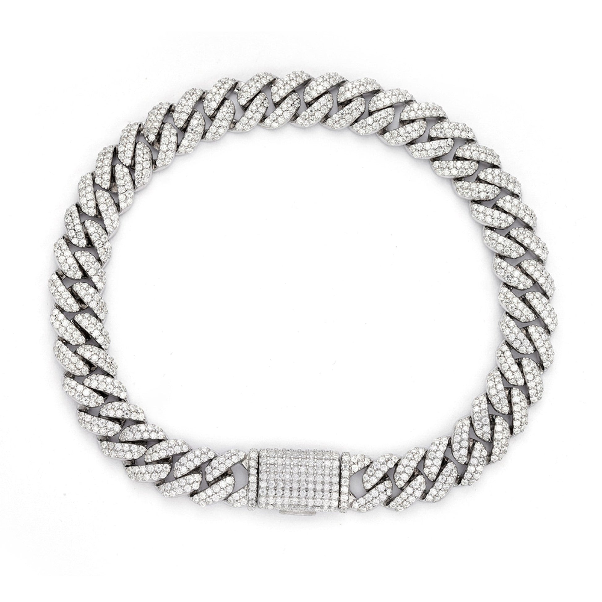 Sterling Silver Moissanite 8Mm Cuban Bracelet 8Inch RP 5 Cttw
