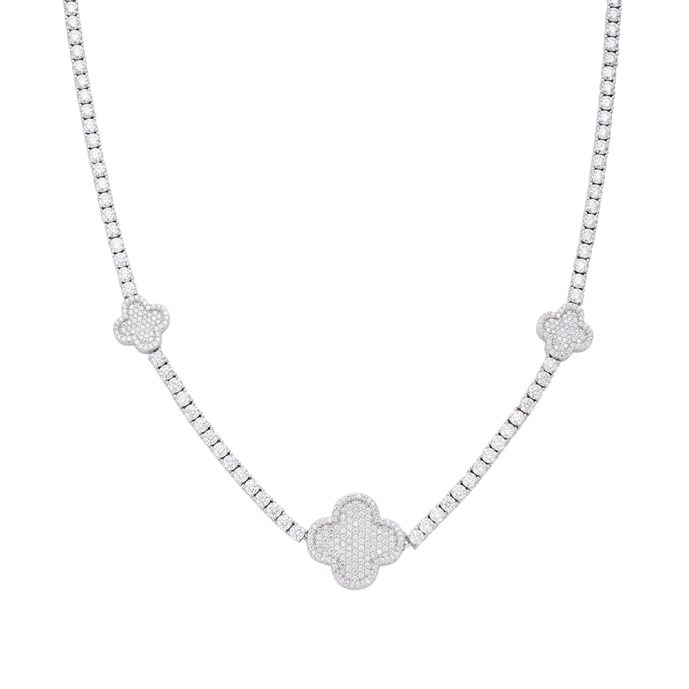 Sterling Silver Round Moissanite 15mm Designer With 3mm Tennis Chain 18 Inch Necklace RP 1 Cttw