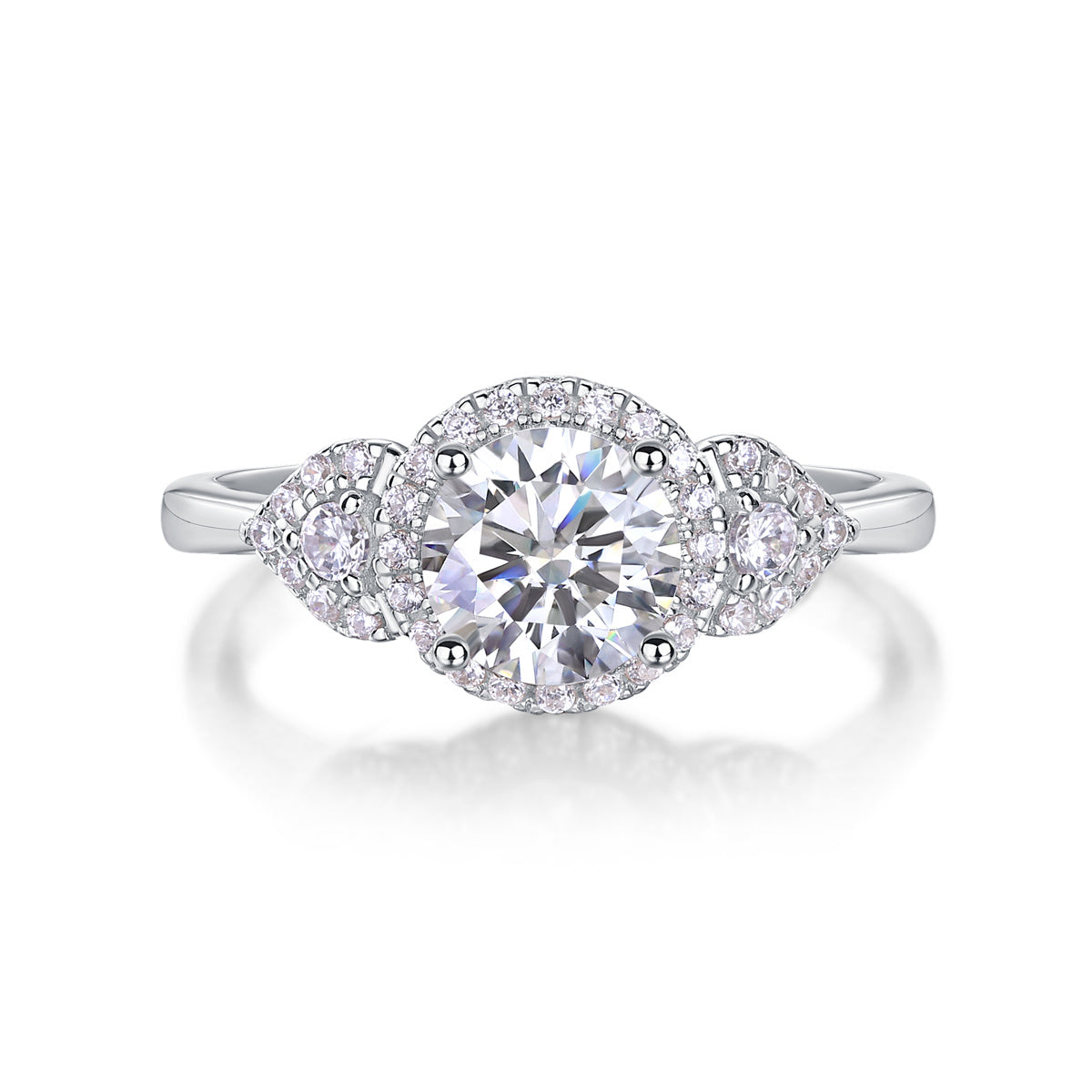 Luxury Fashion Large Diamond Wedding Ring With Moissanite Silver Ring