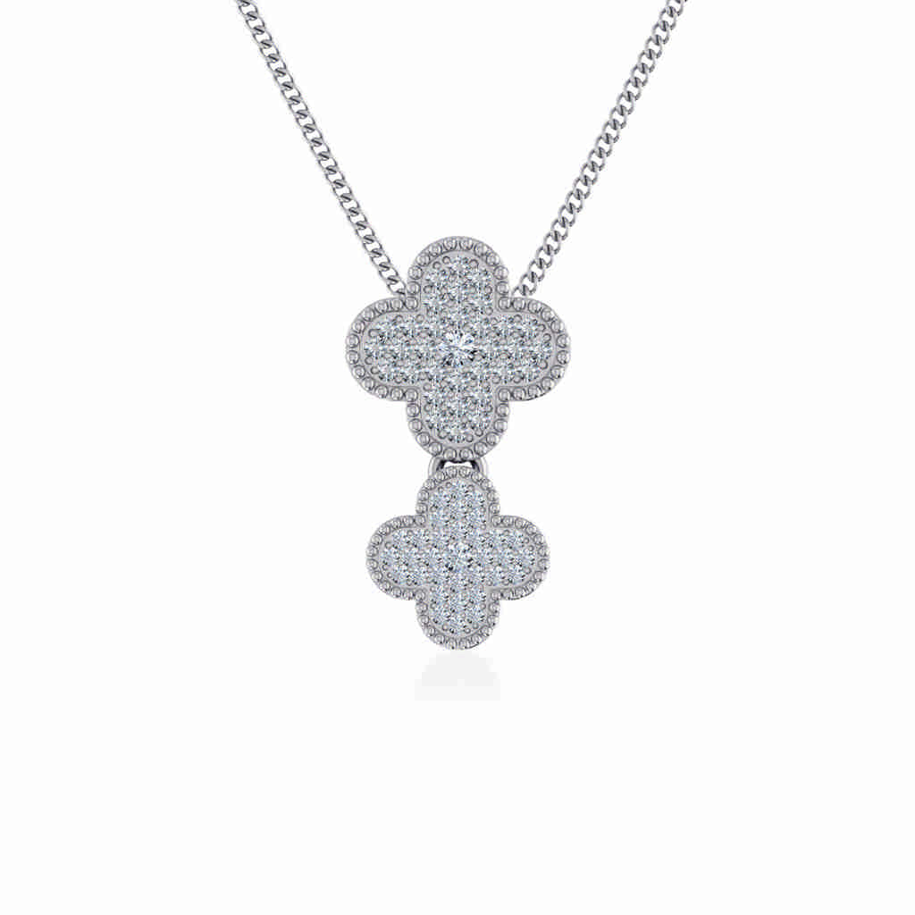 10K White Gold Womens Round Diamond Cluster Top Open Pendant 1/6 Cttw