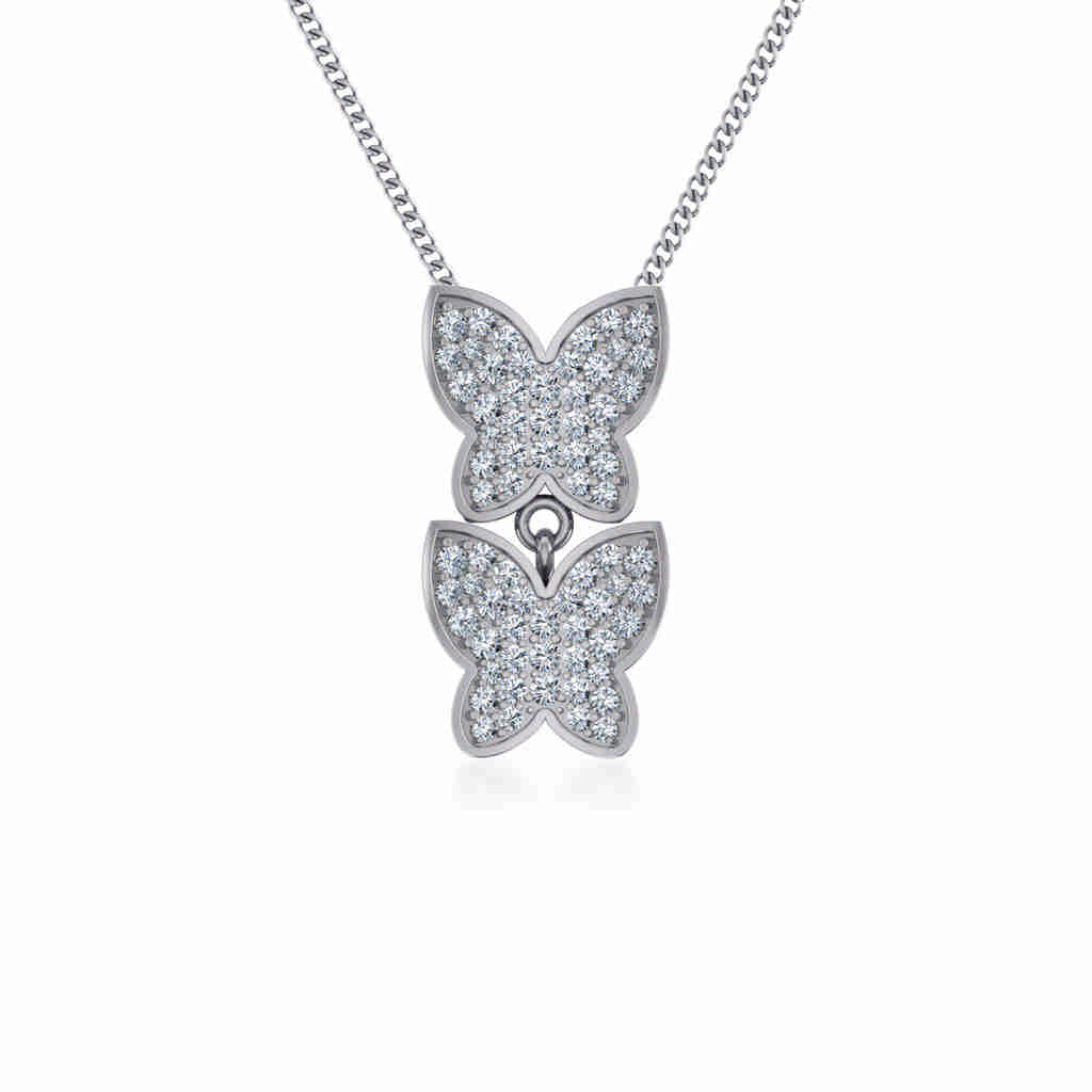 10K White Gold Womens Round Diamond Butterfly Cluster Top Open Pendant 1/4 Cttw