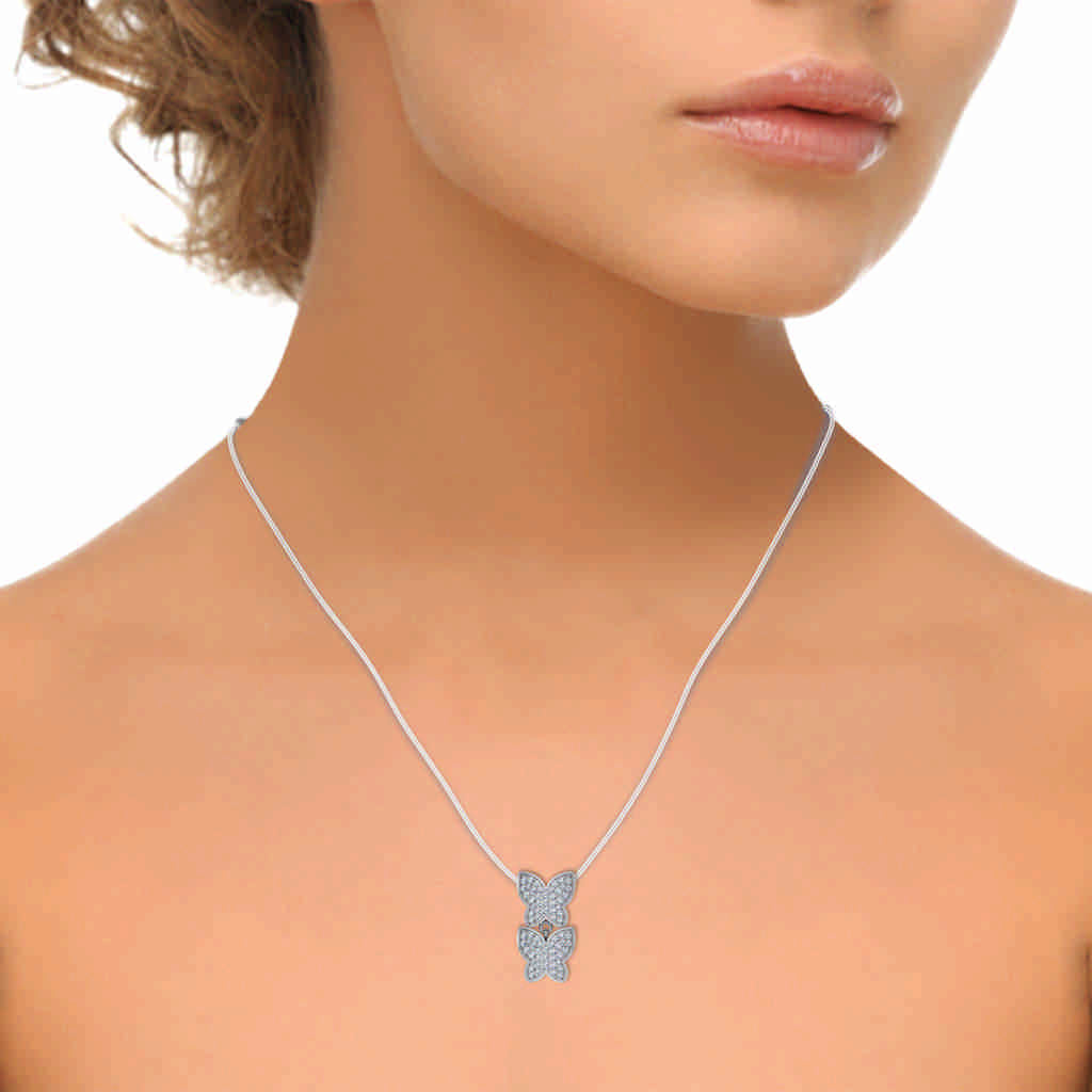 10K White Gold Womens Round Diamond Butterfly Cluster Top Open Pendant 1/4 Cttw