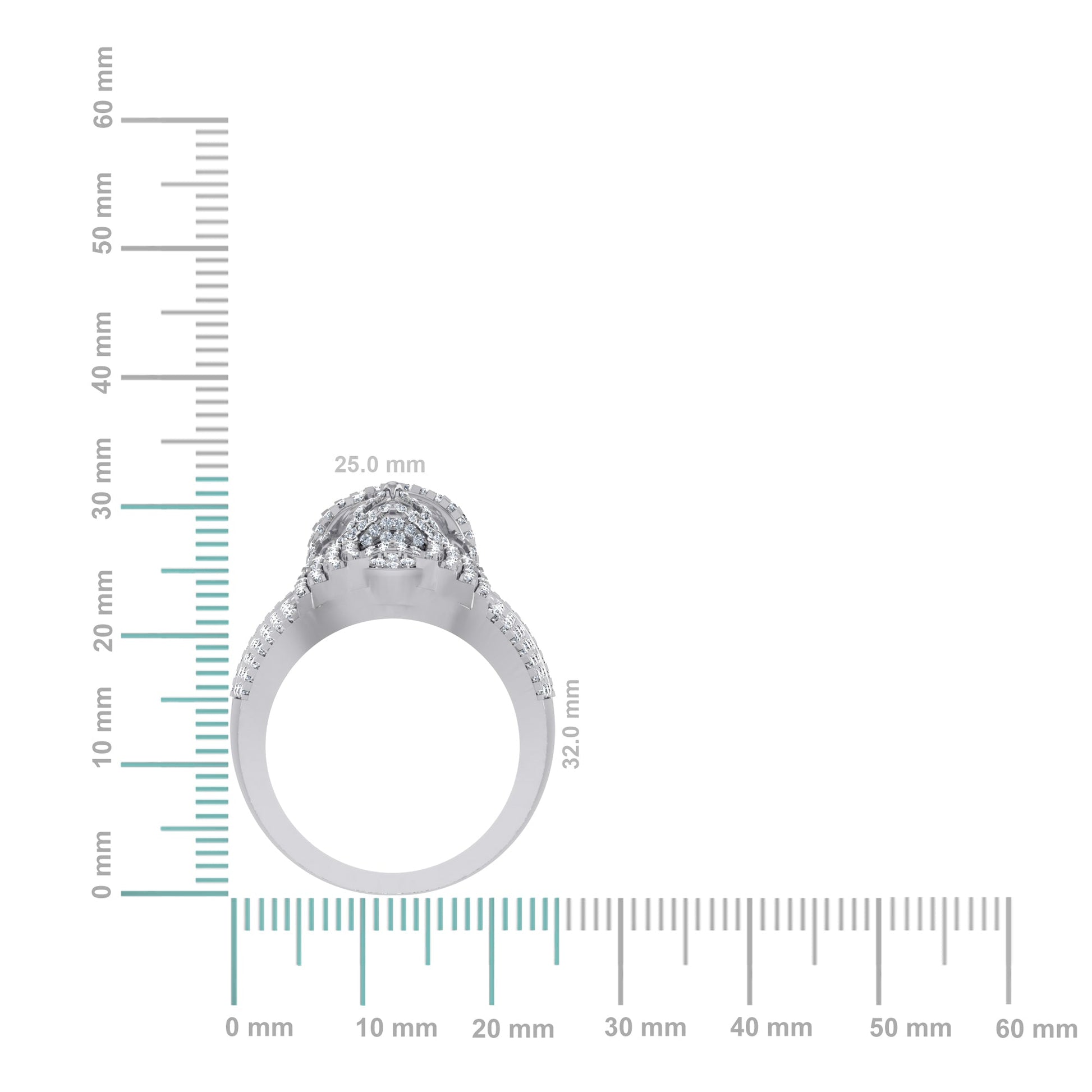 10K White Gold Round Diamond 3D Jesus Religious SZ 10 Mens Ring 1-3/4 Cttw