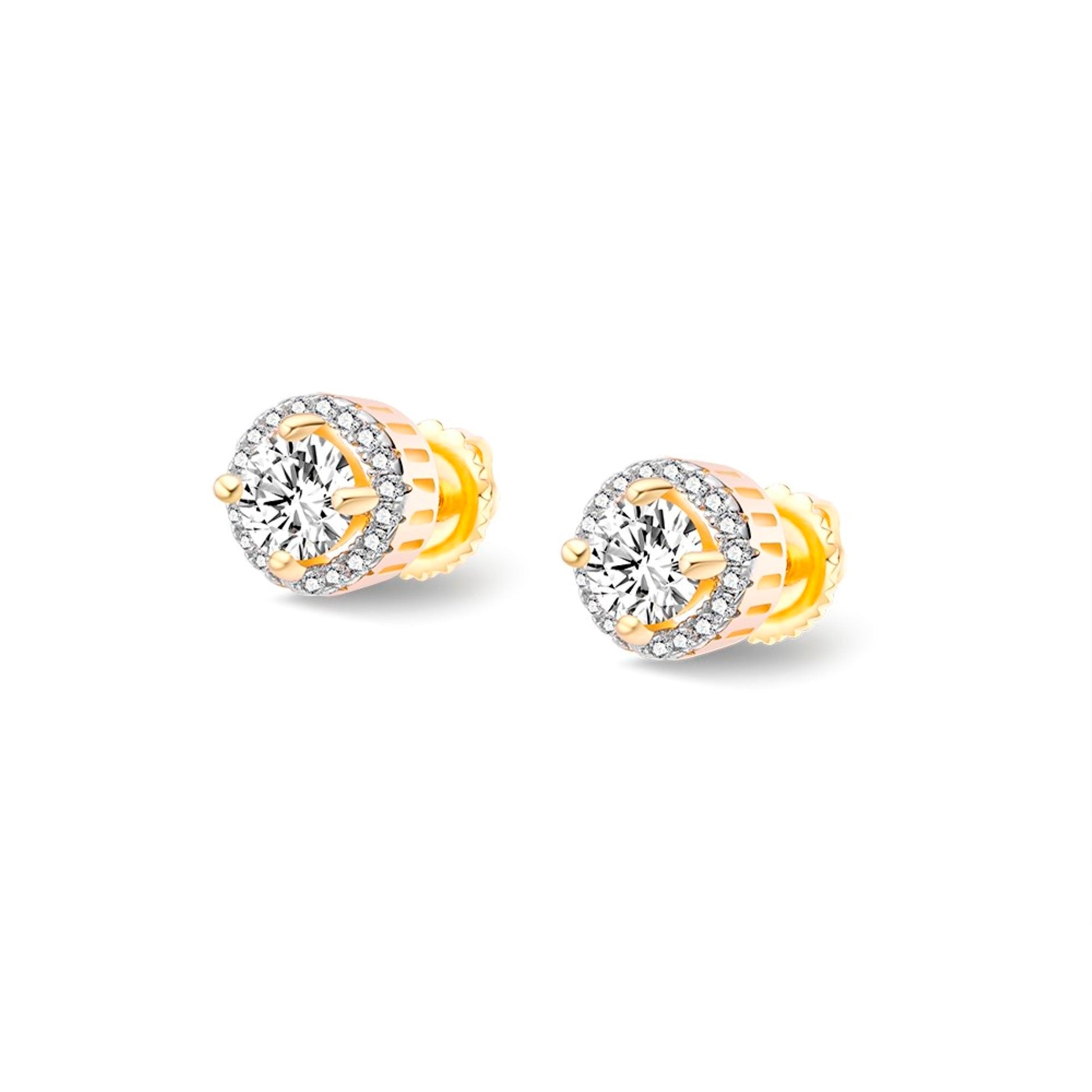 Sterling Silver Round Moissanite Designer Stud Earrings RP+GP 1-1/4 Cttw