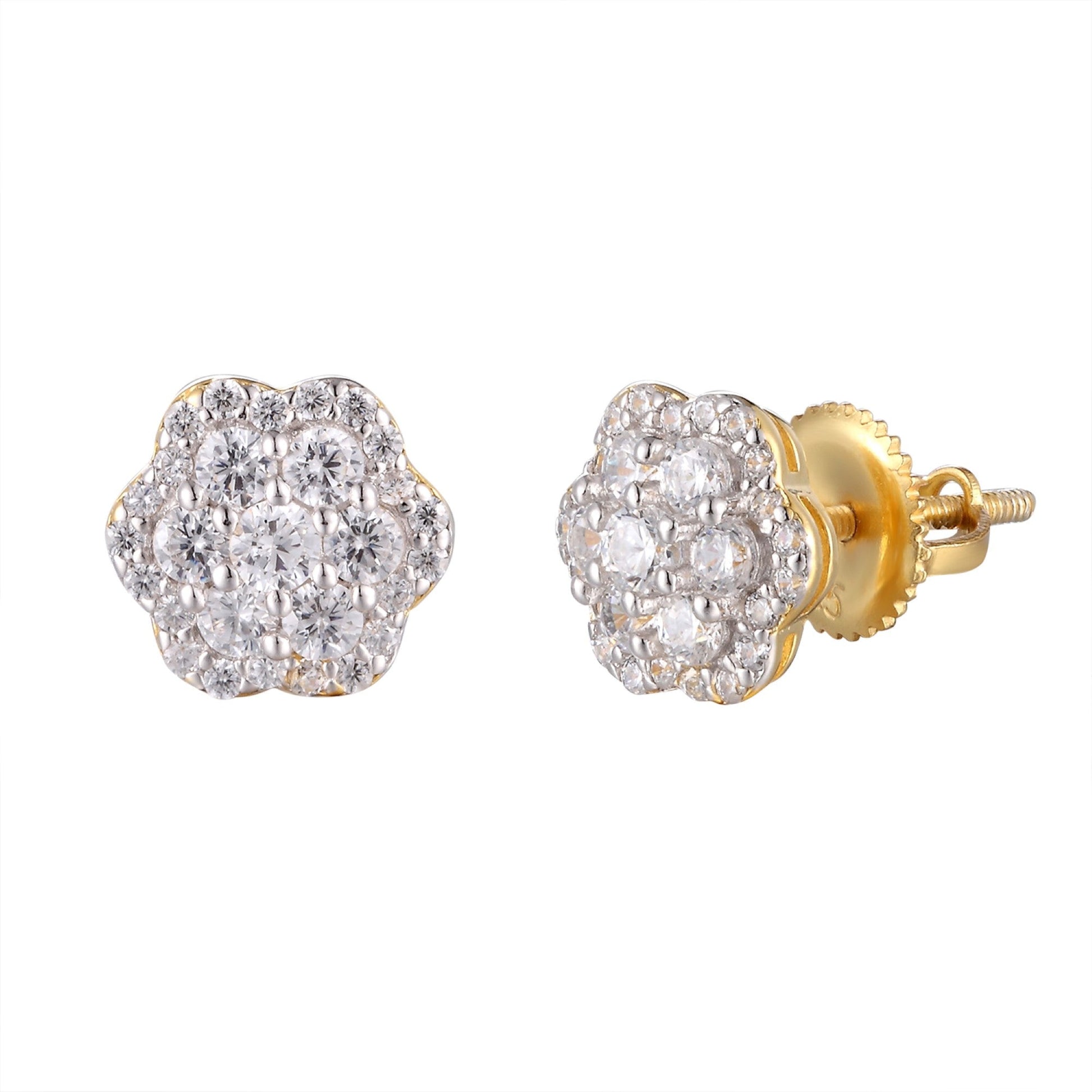 Sterling Silver Round Moissanite Earrings Rp+Gp