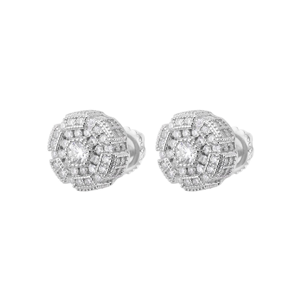 Sterling Silver Round Moissanite Designer Stud Earrings RP 1-1/3 Cttw