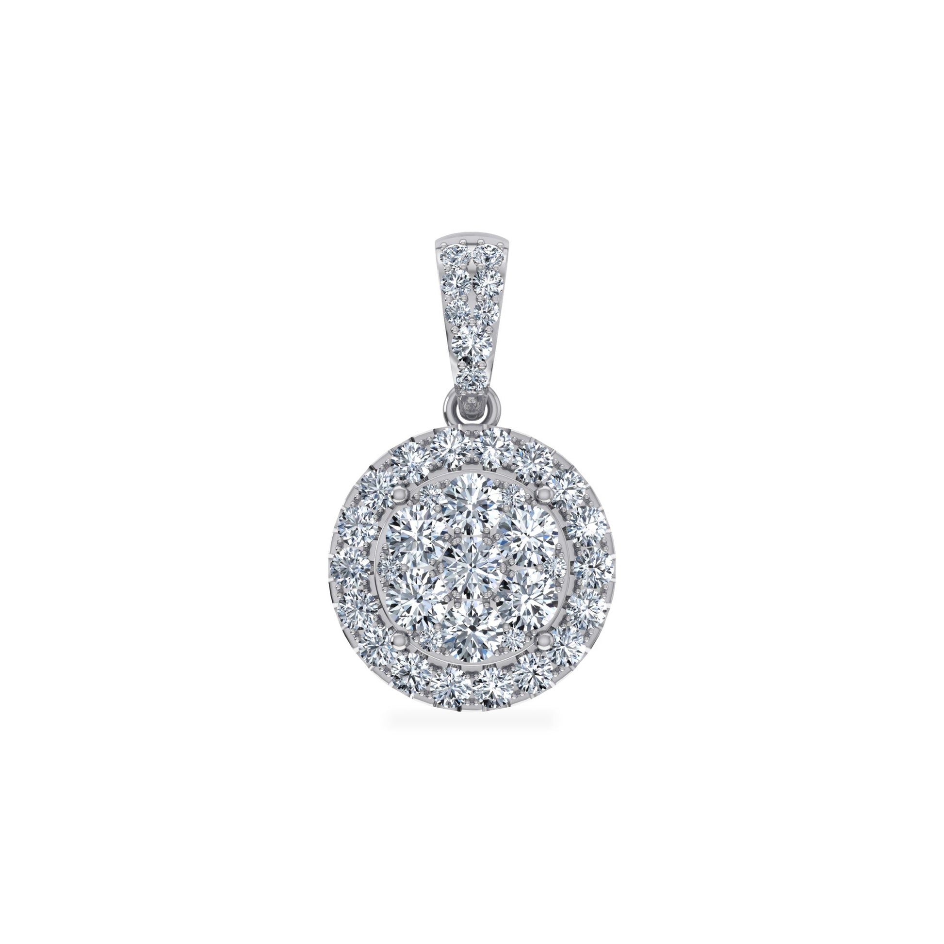 14K White Gold Moissanite Round Shape Womens Designer Pendants 7/8 Cttw