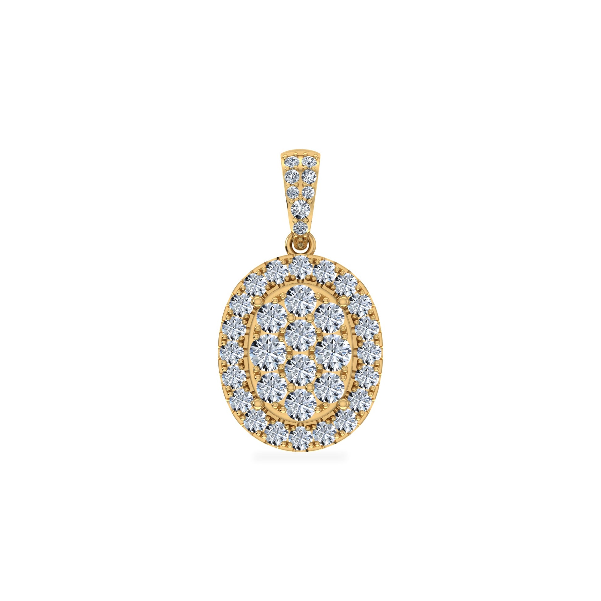 14K Yellow Gold Moissanite Oval Shape Halo Floral Womens Designer Pendants 1-1/4 Cttw