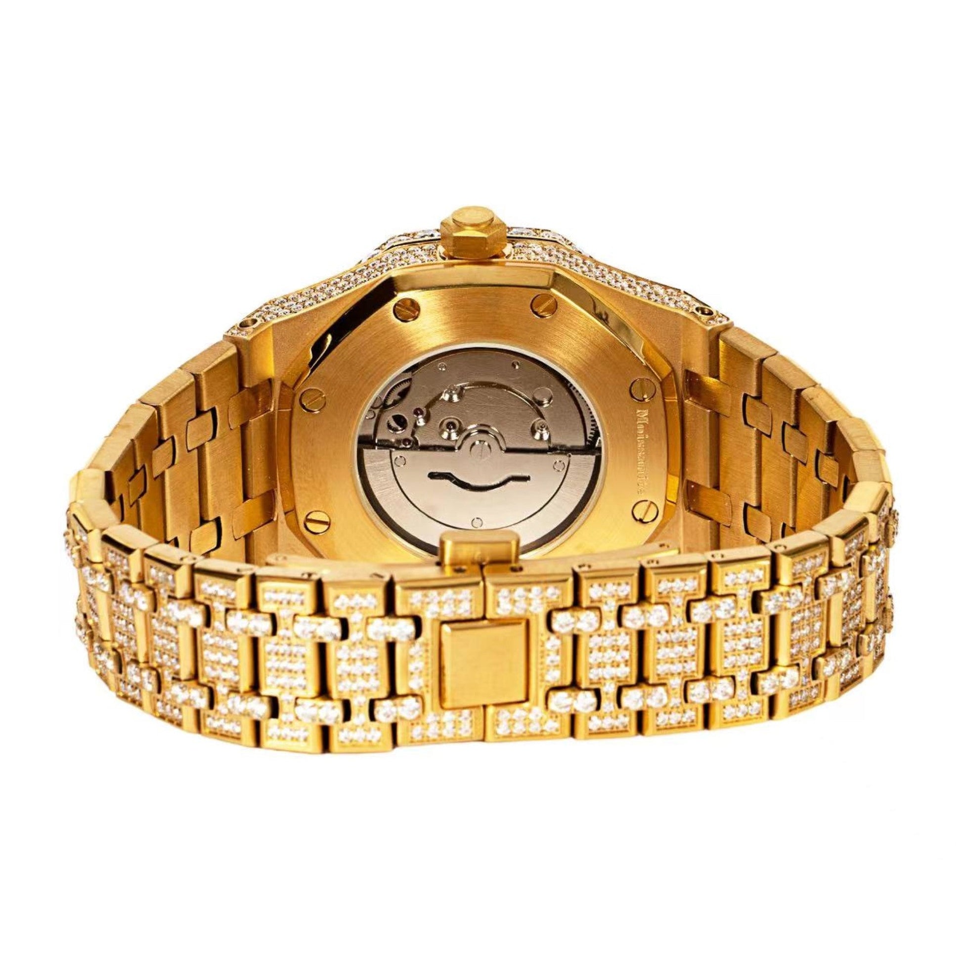 Moissanite Stainless Steel Yellow Band Mens Watch 22-1/3 Cttw