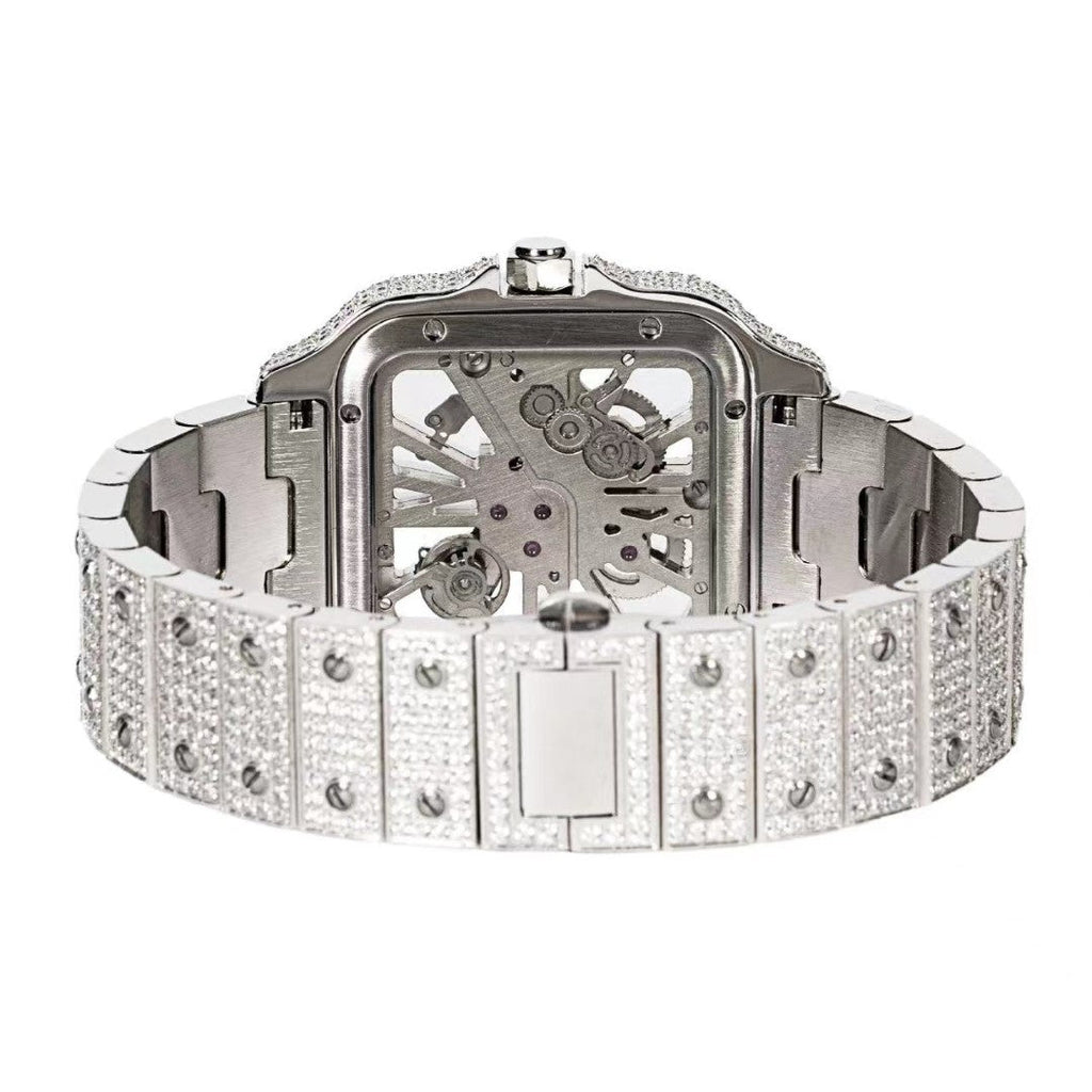 Moissanite Stainless Steel White Band Mens Watch 20-1/5 Cttw