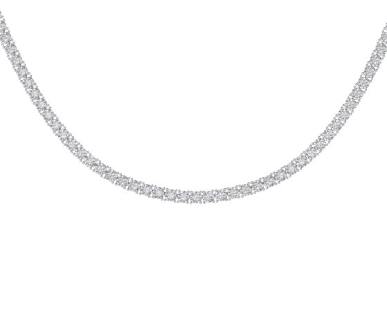 10K White Gold 3mm Round Cvd Diamond 18 Inch Tennis Necklace 15-5/8 Cttw