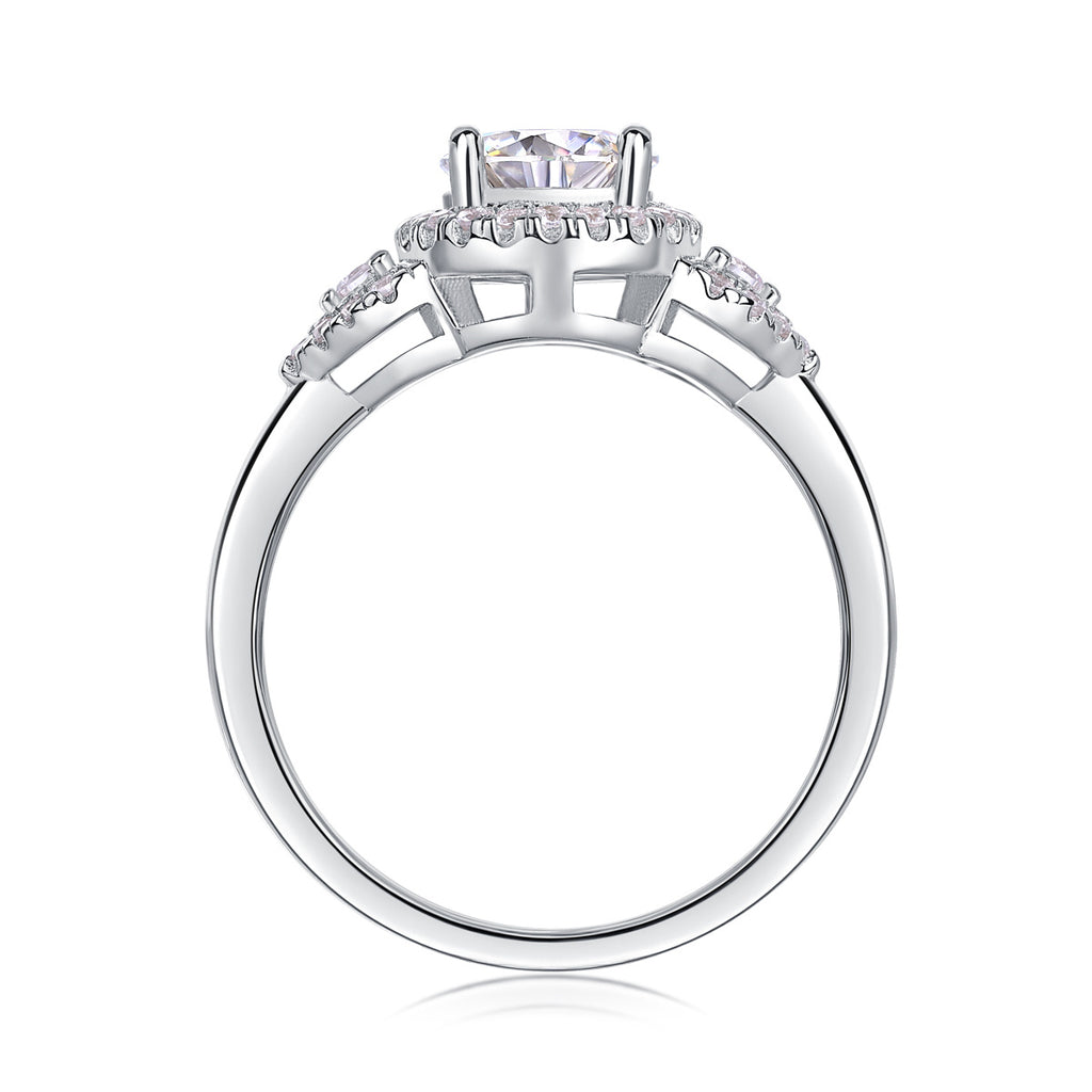 Luxury Fashion Large Diamond Wedding Ring With Moissanite Silver Ring