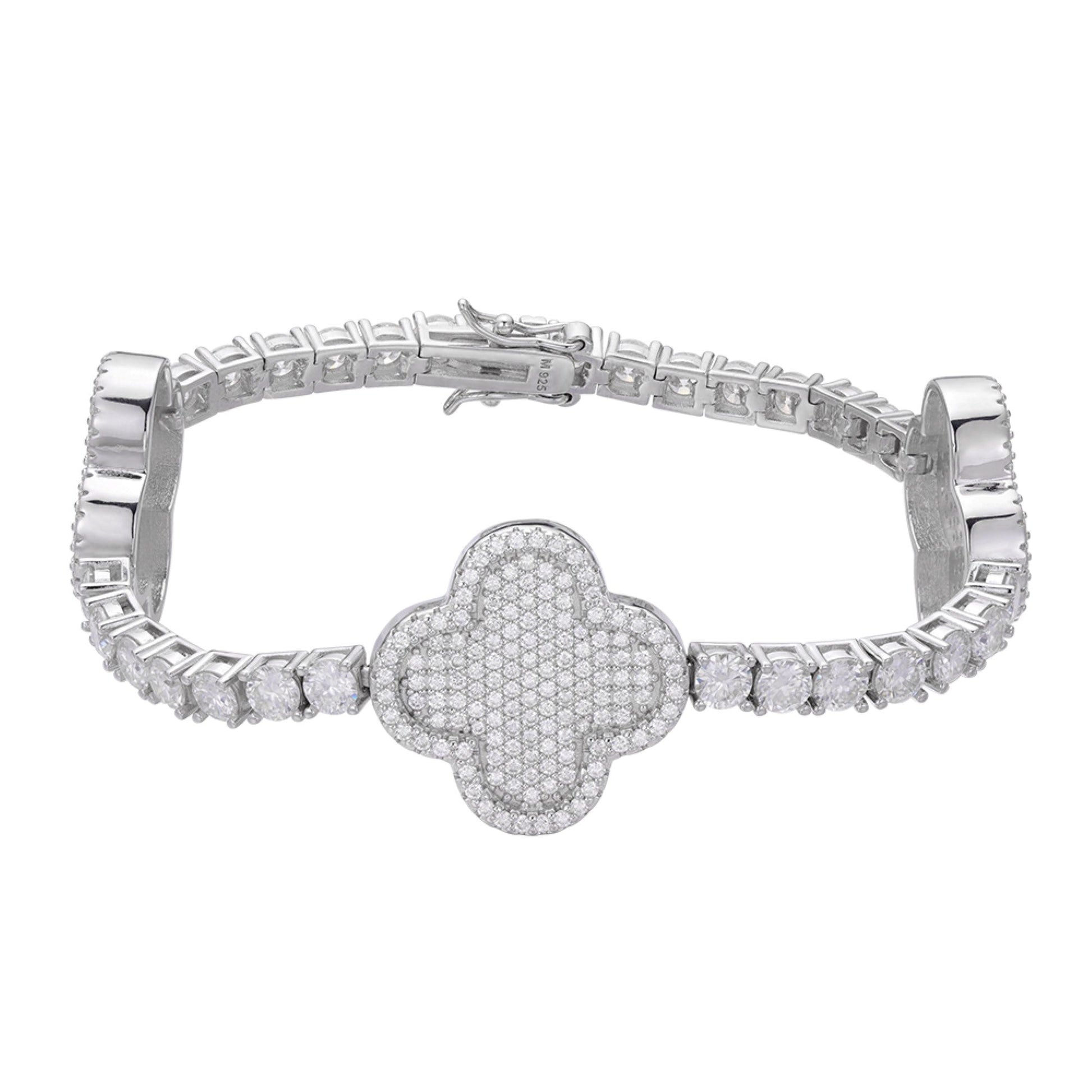 Sterling Silver Round Moissanite Designer Bracelet 8.5 Inch RP 16-5/8 Cttw
