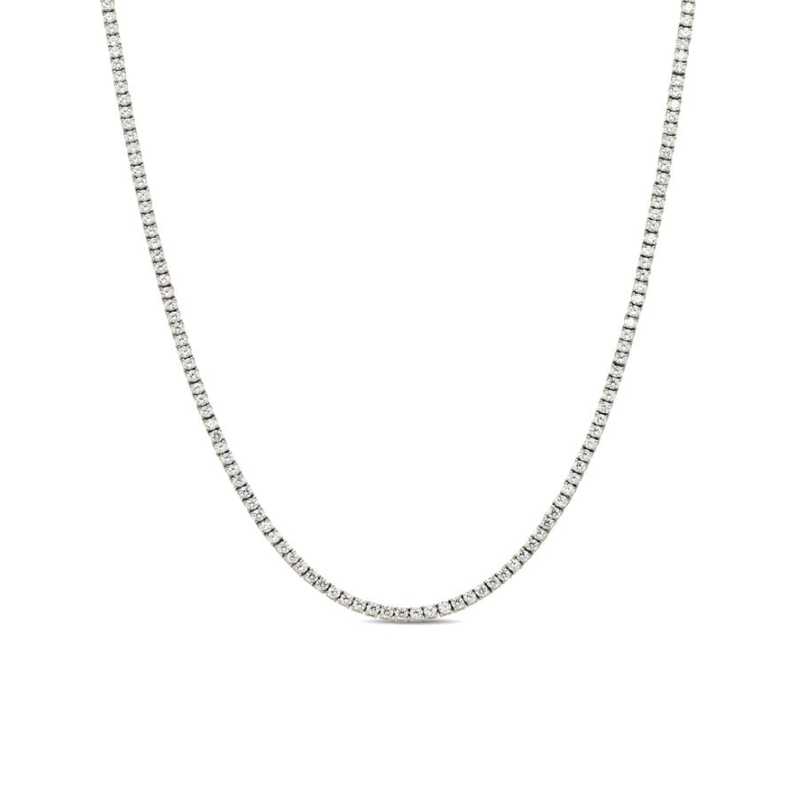 Sterling Silver 3mm CZ Tennis One Row Chain 4 Prong 18 Inch Necklace RP