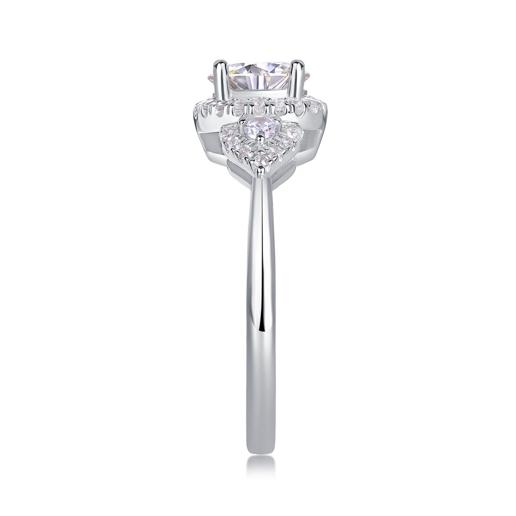 Luxury Fashion Large Diamond Wedding Ring With Moissanite Silver Ring